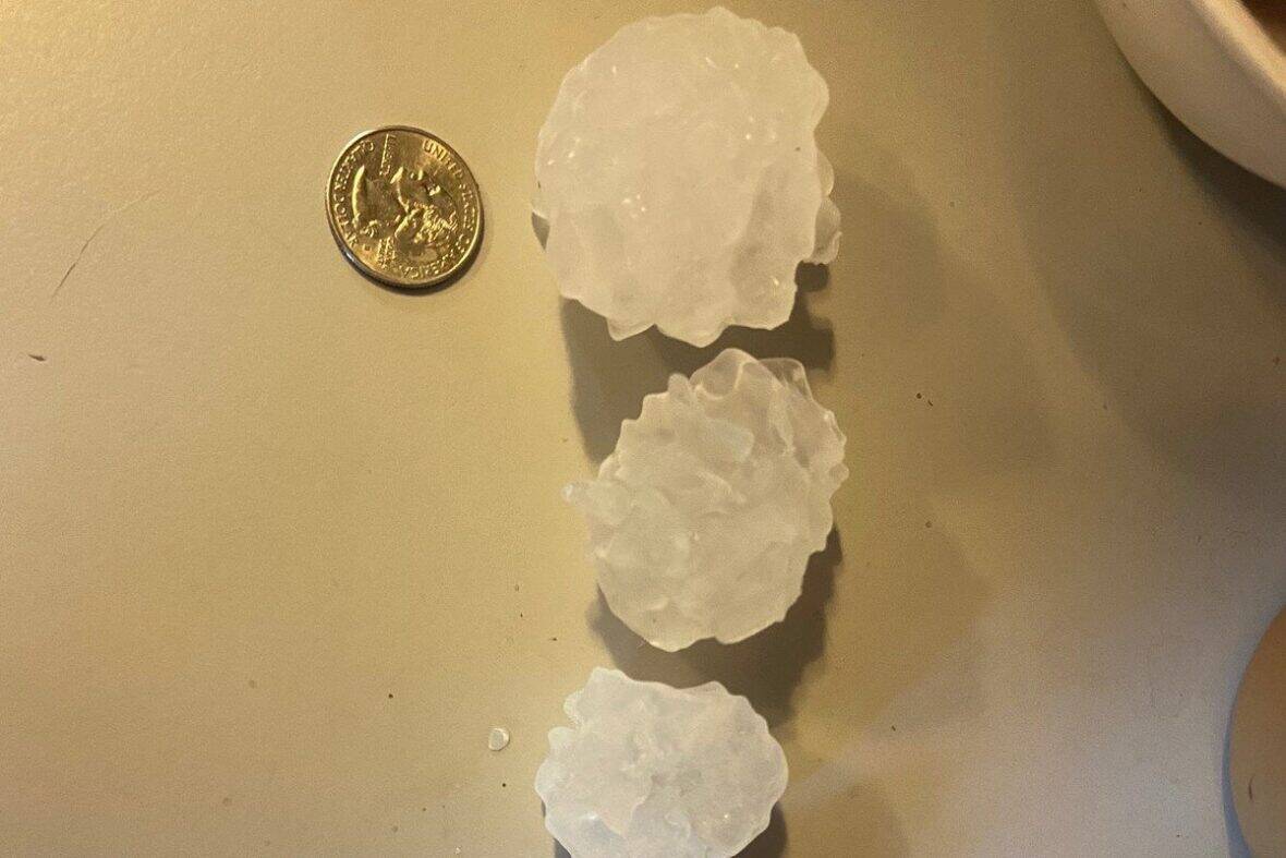 Severe hail storm approaching across a Texas landscape during hail season